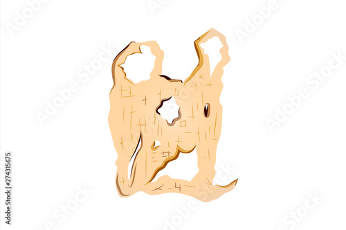 Non-degradable decomposable tattered dilapidated old oxo plastic bag vector illustration isolated on white background 