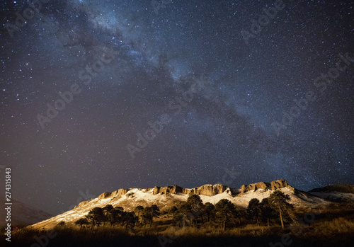 The Milky Way shines brightly above the town of Caviahue, Argentina. photo