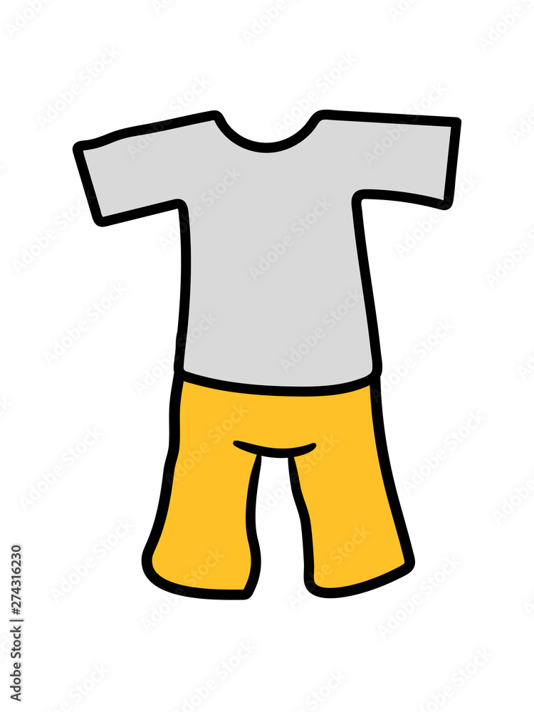 t-shirt oberteil kleidung hose anziehen kurze shorts sommer warm kleidung  boxershorts unterhose lustig comic cartoon design cool clipart  Stock-Illustration | Adobe Stock