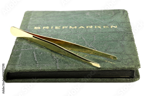 vintage German stamp album isolated on white background 