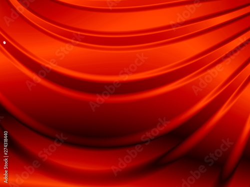 a close look at the folds of the red curtains. 3D rendering. 3D illustration.