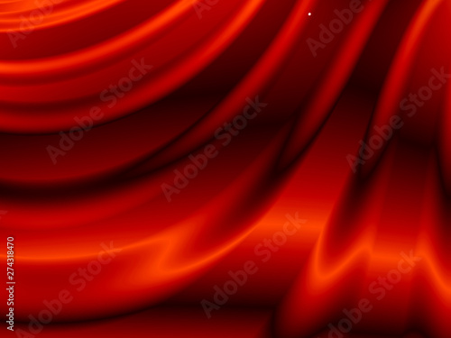 a close look at the folds of the red curtains. 3D rendering. 3D illustration.