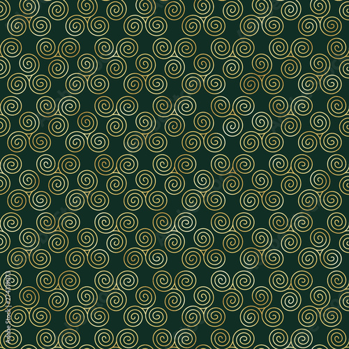 Gold Celtic Knot Seamless Pattern - Beautiful gold Celtic knot design on green background photo