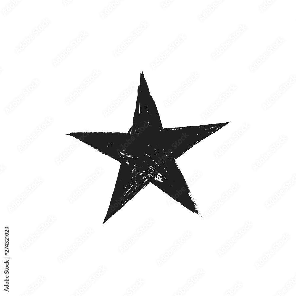Obraz premium Star icon doodle. Hand drawn sketch. Grunge handmade illustration.