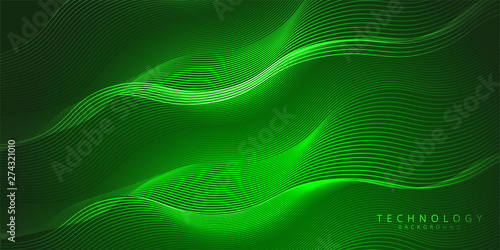 Abstract technology and science green neon visualization. Blockchain and cryptocurrency. Digital wallpaper. Business concept. Big data and artificial intelligence. Rendering computer virtual reality