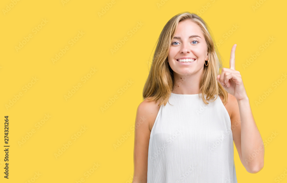 Beautiful young elegant woman over isolated background pointing finger up with successful idea. Exited and happy. Number one. Beautiful young elegant woman over isolated background pointing finger up with successful idea. Exited and happy. Number one.