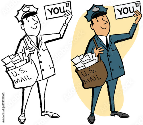 A smiling mailman with a letter addressed to you. 