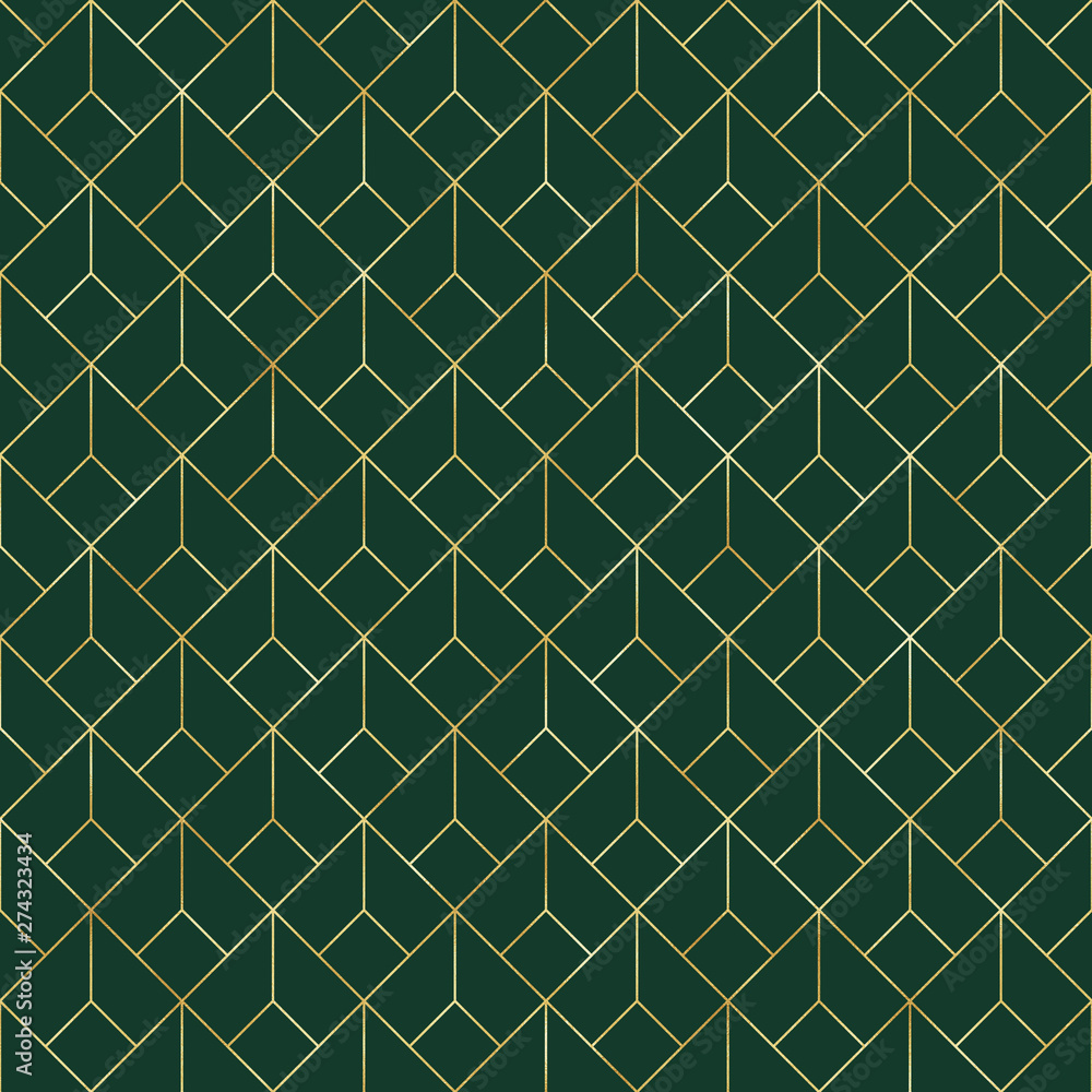 Fototapeta Art Deco Seamless Pattern - Repeating metallic pattern design with art deco motif