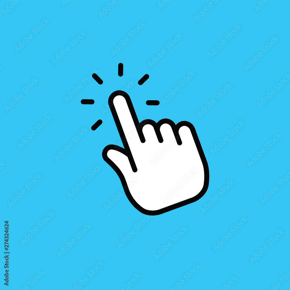 Obraz premium Hand clicking icon. Vector pointer finger click.