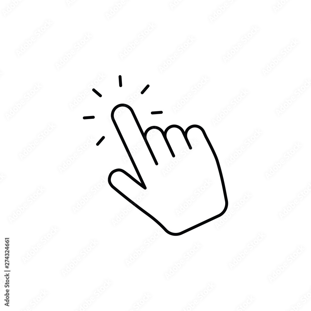 Hand clicking icon. Vector pointer finger click. Hand clicking icon. Vector pointer finger click.