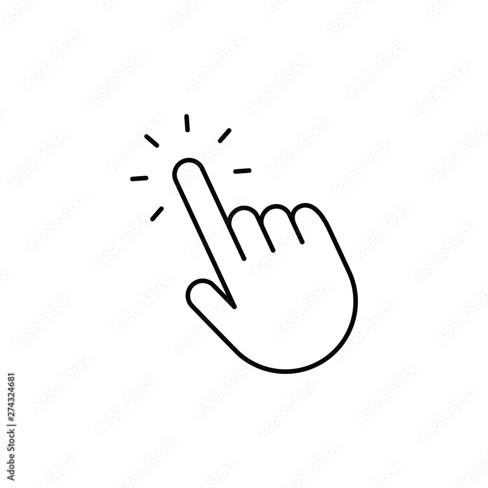Hand clicking icon. Vector pointer finger click. Hand clicking icon. Vector pointer finger click.