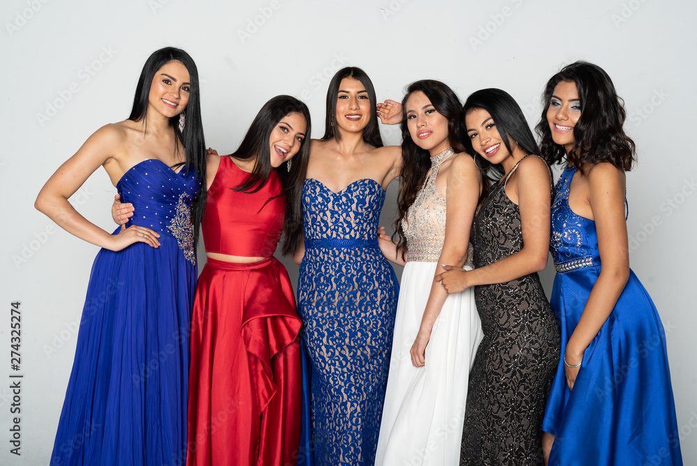 Group of Teen Girls Going To Prom Dance Group of Teen Girls Going To Prom Dance