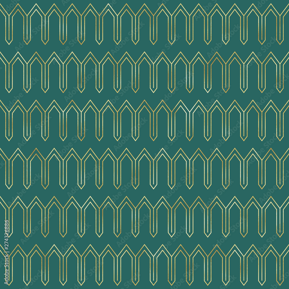 Art Deco Seamless Pattern - Repeating metallic pattern design with art deco motif