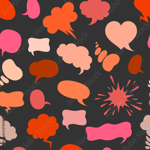 Seamless pattern with cartoon set of speach bubbles.
