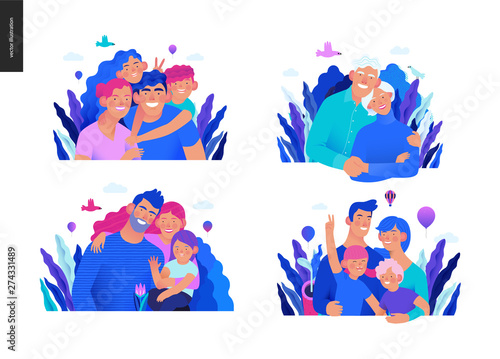 Medical insurance template - a happy family set