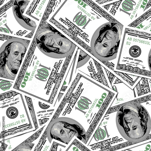 100 dollars bank notes seamless pattern background