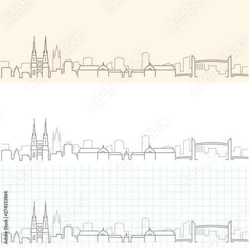 Bordeaux Hand Drawn Profile Skyline