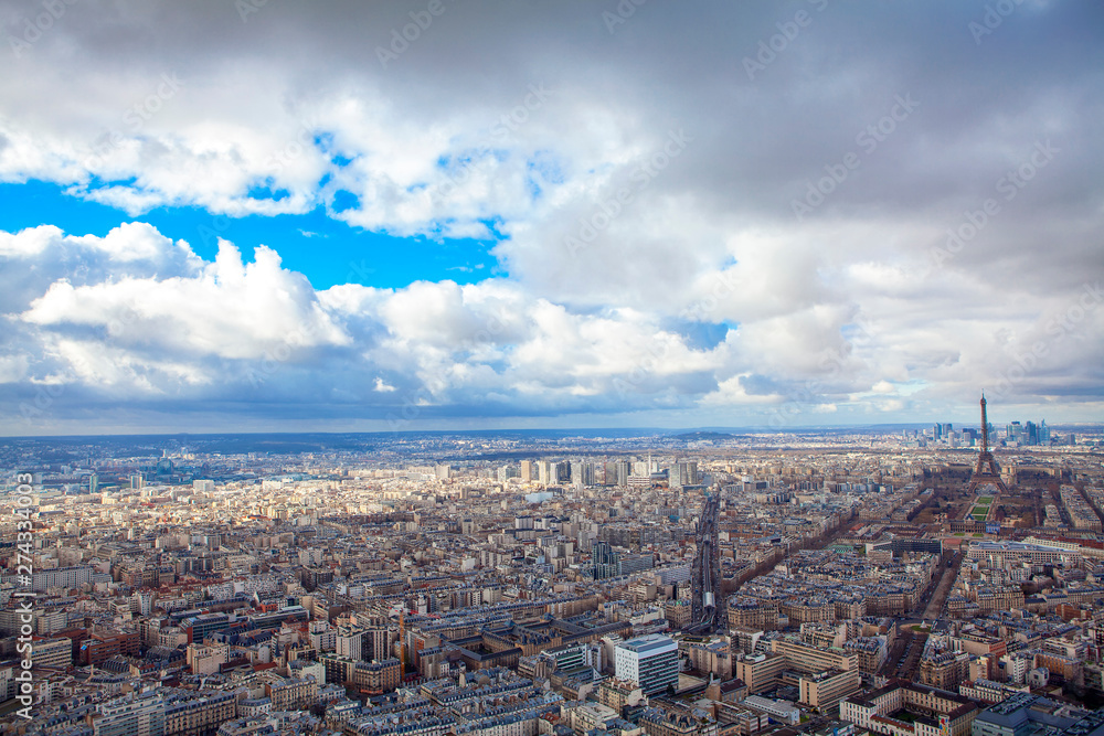 panoramic view and clouds over Paris 