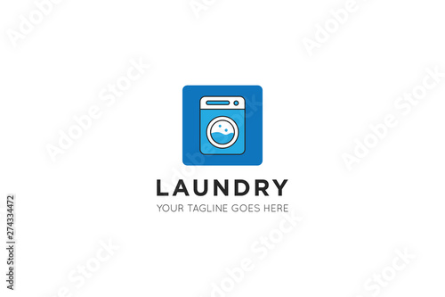 laundry logo and icon vector illustration design template