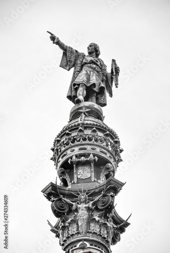 The Monument to Columbus in the Portal de la Paz Square in Barcelona. Built in homage to the discoverer Cristóbal Colón. photo