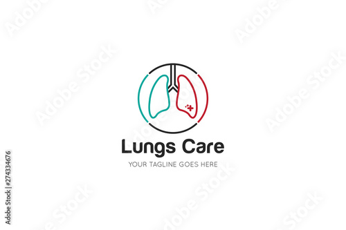 lungs logo and icon vector illustration design template
