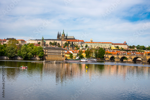 The River Vltava as it runs through the city of prague in the Czech republic