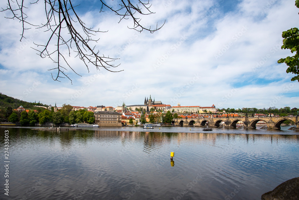 The River Vltava as it runs through the city of prague in the Czech republic
