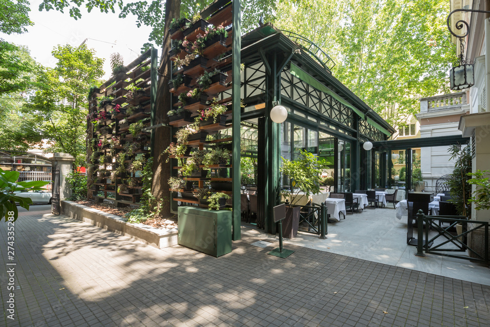 Beautiful restaurant summer terrace interior Beautiful restaurant summer terrace interior