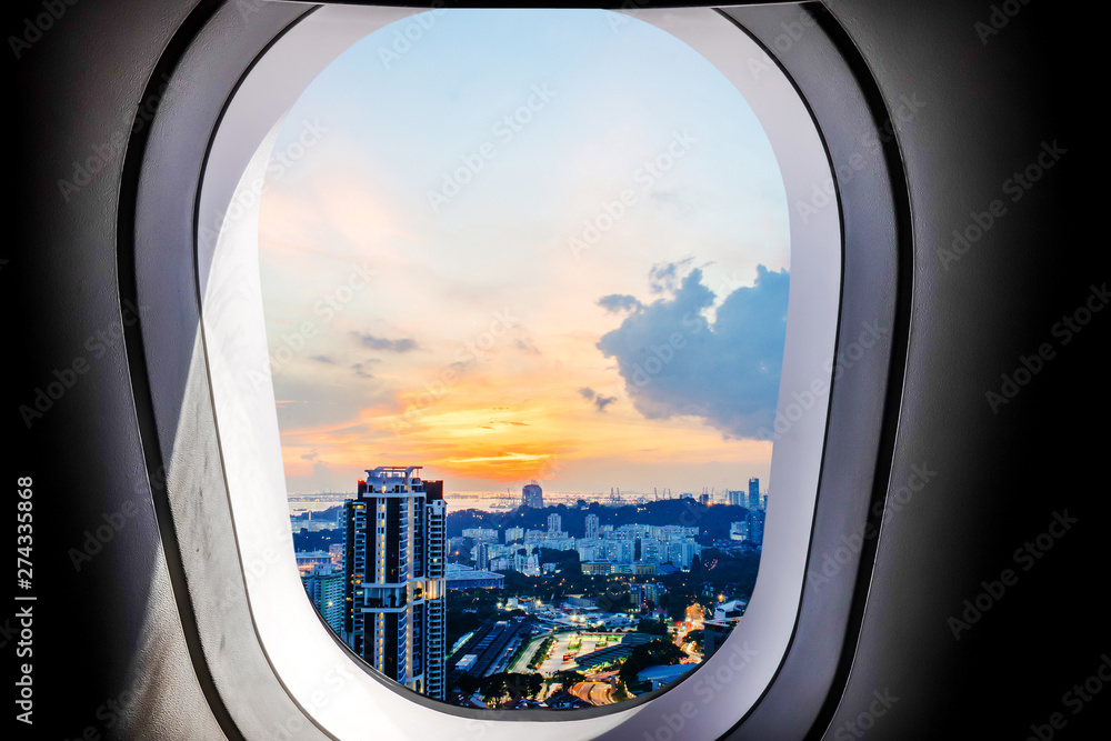 Beautiful Sunset City View Of Singapore From Plane Window Stock Photo Adobe Stock Beautiful Sunset City View Of Singapore From Plane Window Stock Photo Adobe Stock