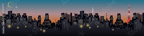 Design of the city visited for travel, Japanese famous place and landmark, Tokyo, breaking Dawn