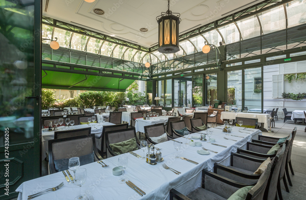 Naklejka premium Beautiful restaurant summer terrace interior