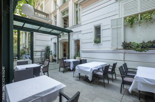 Beautiful restaurant summer terrace interior