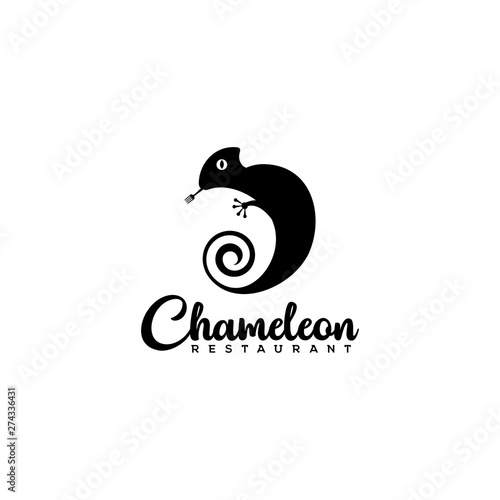 chameleon restaurant logo design