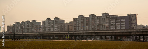 panoramic view of apartment buildings during sunset © Sergey