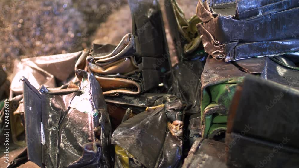 Close Up Of Crushed Metal At Recycling Plant Close Up Of Crushed Metal At Recycling Plant