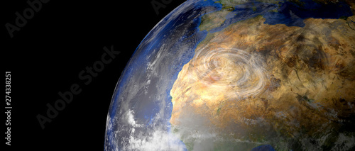 Fototapeta Naklejka Na Ścianę i Meble -  Extremeley detailed and realistic high resolution 3d illustration of a Hurricane. Shot from space. Elements of this image are furnished by Nasa.