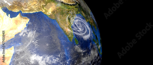 Fototapeta Naklejka Na Ścianę i Meble -  Extremeley detailed and realistic high resolution 3d illustration of a Hurricane. Shot from space. Elements of this image are furnished by Nasa.