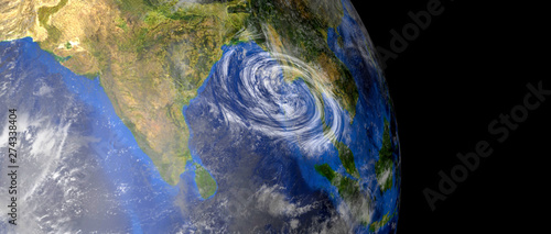 Fototapeta Naklejka Na Ścianę i Meble -  Extremeley detailed and realistic high resolution 3d illustration of a Hurricane. Shot from space. Elements of this image are furnished by Nasa.