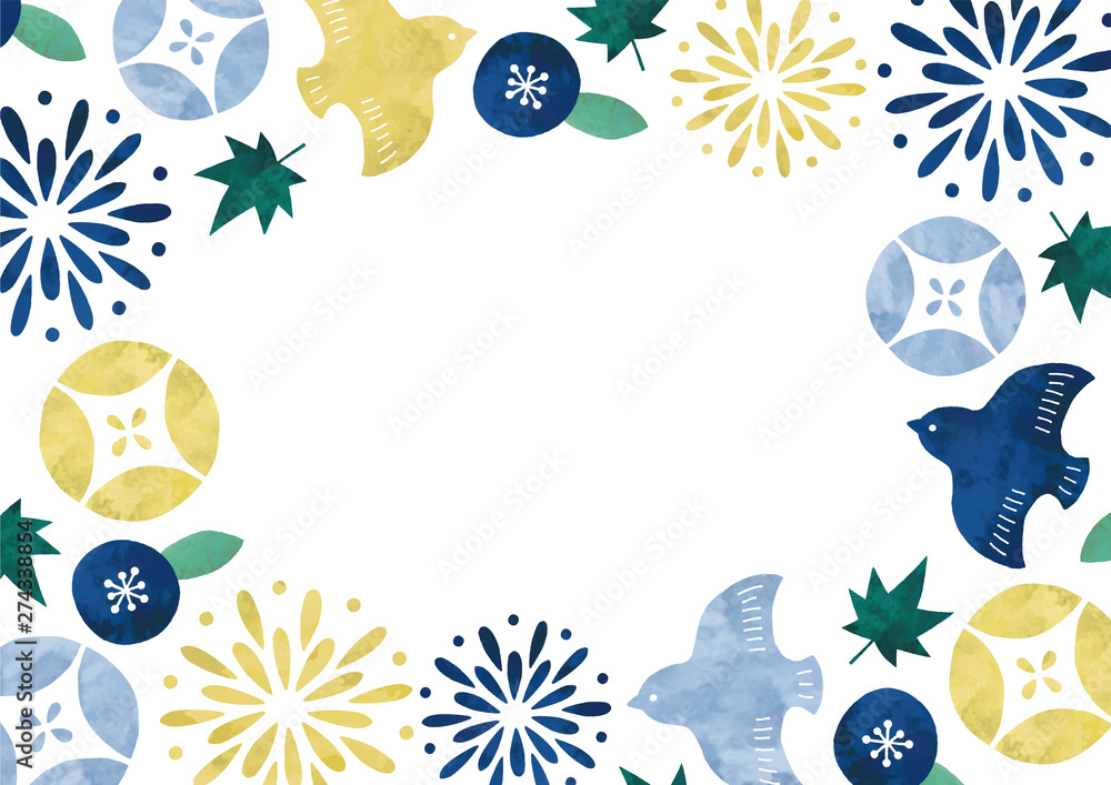 夏のポップな和柄フレーム水彩 Stock Vector Adobe Stock 夏のポップな和柄フレーム水彩 Stock Vector Adobe Stock