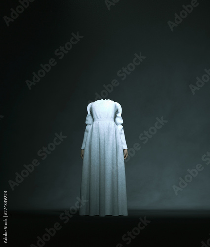 Obraz na płótnie Headless ghost woman in white,3d rendering