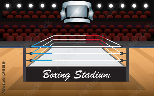Boxing stadium in the hall