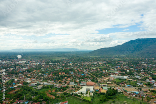 Aerial View of Pakse City, Champasak, Lao PDR 