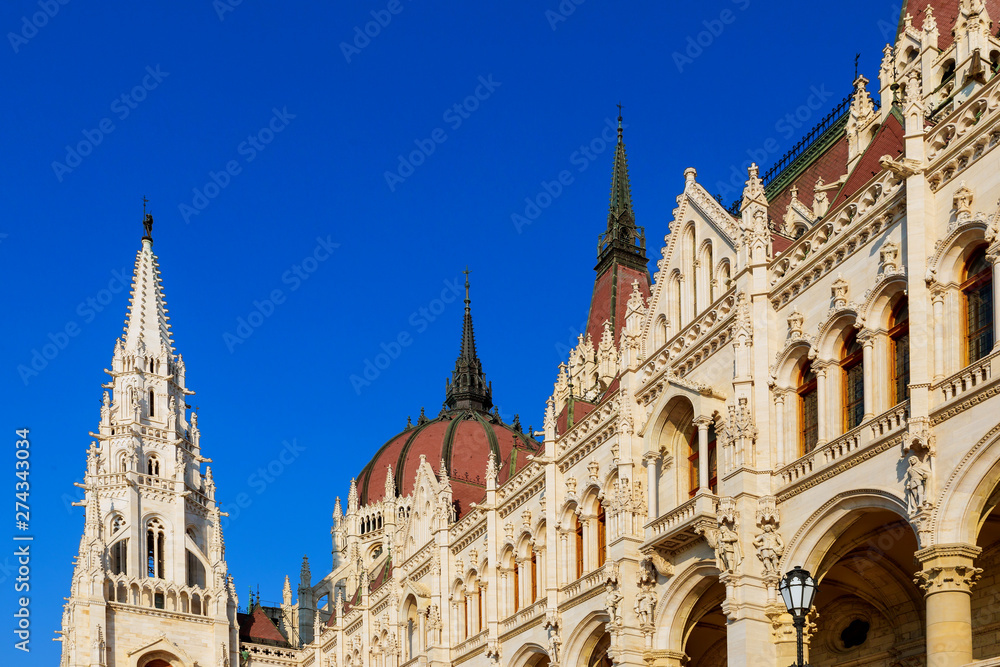 Hungary, Budapest. Beautiful view of the city Parliament. Architecture.