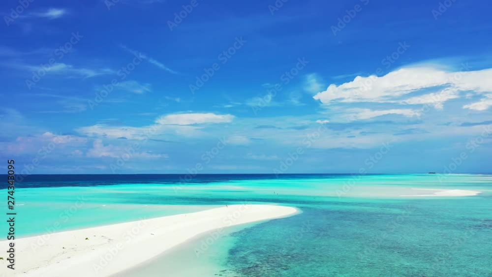 sandbank on low tide, crystal clear water sea water, Maldives aerial drone panning right sandbank on low tide, crystal clear water sea water, Maldives aerial drone panning right