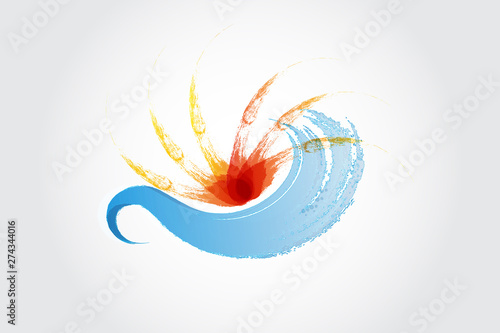 Sun splash waves watercolor logo