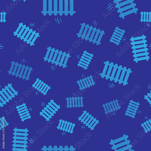 Blue Heating radiator icon isolated seamless pattern on blue background. Vector Illustration