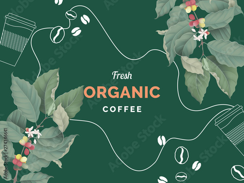 Organic coffee banner templ...