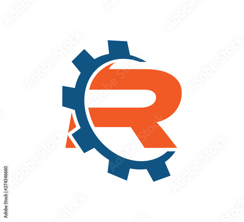 initial logo with gear vector R