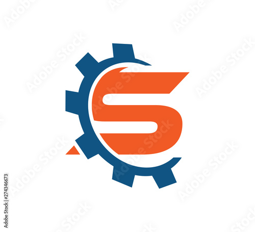 initial logo with gear vector S
