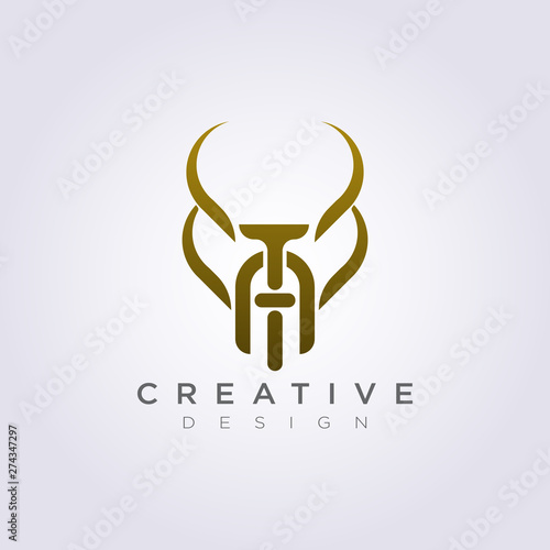 Letter T A Animal Horn Abstract Vector Illustration Design Clipart Symbol Logo Template